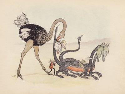 Illustrazione per Little Twin Dragons di S Rosamond Praeger (litografia a colori) da Sophia Rosamond Praeger