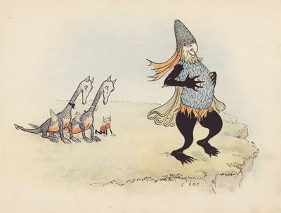 Illustrazione per Little Twin Dragons di S Rosamond Praeger (litografia a colori) da Sophia Rosamond Praeger