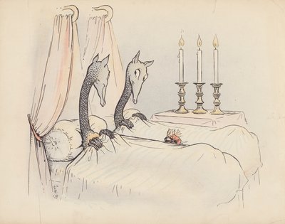 Illustrazione per Little Twin Dragons di S Rosamond Praeger (litografia a colori) da Sophia Rosamond Praeger