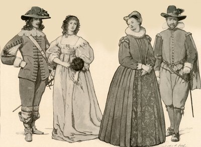 Abbigliamento durante i regni di Giacomo I-Carlo I 1607-1640, 1903, 1937 da Sophie B. Steel