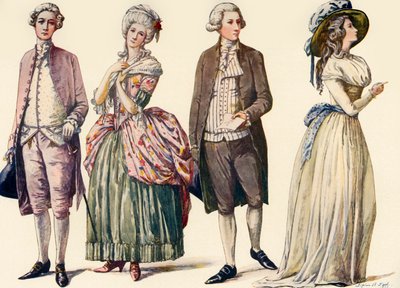 Costumi durante il regno di Giorgio III e i primi anni della Repubblica 1778-1790, 1903, 1937 da Sophie B. Steel