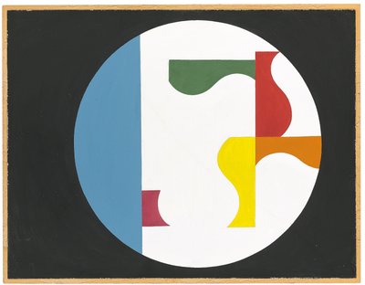 Composizione in un cerchio bianco su sfondo nero da Sophie Taeuber Arp