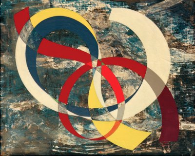 Nodo in colori vivaci su sfondo caotico da Sophie Taeuber Arp