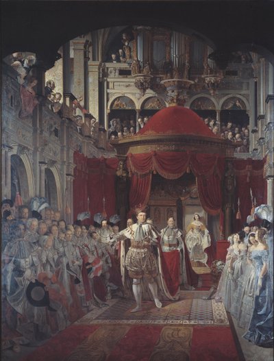 Incoronazione di Christian VIII e Caroline Amalie nella chiesa del castello di Frederiksborg il 28 giugno 1840 da Sophus Schack