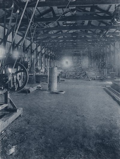 Interno, Officine dei montatori, Geldenhuis Deep Level Gold Mining Company (foto in bianco e nero) da South African Photographer