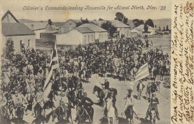 Cartolina raffigurante il Commando di Olliviers che lascia Rouxville da South African Photographer