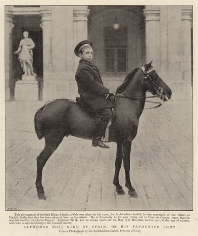 Alfonso XIII, re di Spagna, sul suo pony preferito da Spanish Photographer