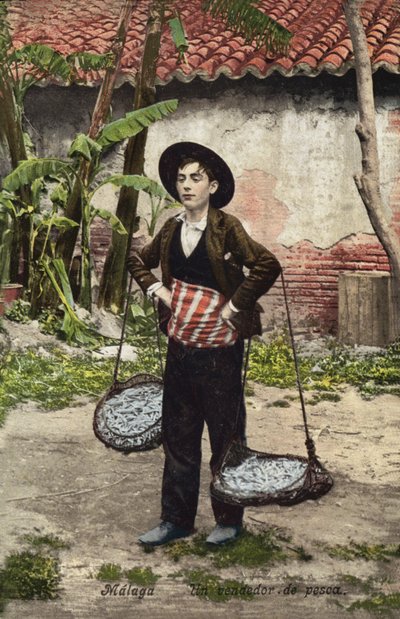 Venditore di pesce, Malaga, Spagna (foto a colori) da Spanish Photographer
