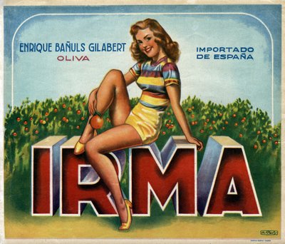 Immagine pubblicitaria "Irma" per le arance di Valencia in Spagna da Spanish School