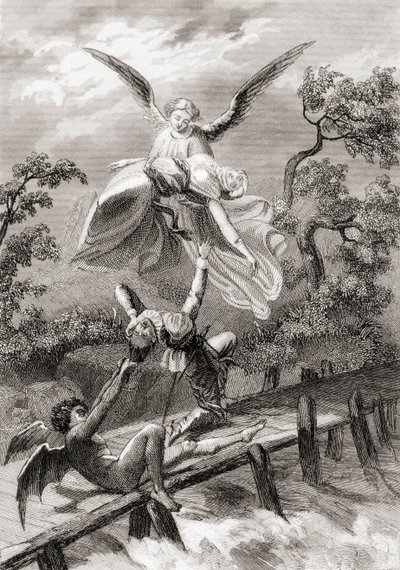 Amina viene portata via da un angelo mentre il diavolo cattura il sacrestano di Albaicin da Spanish School