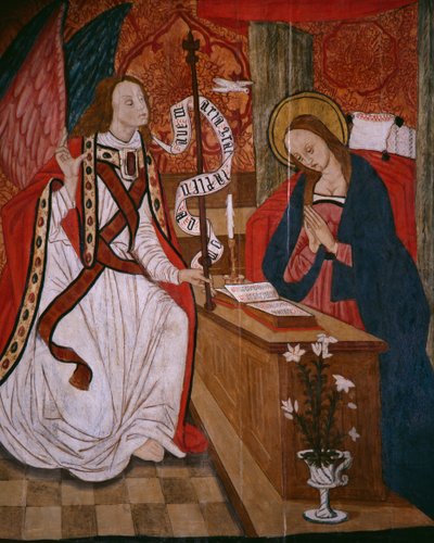 Annunciazione, pannello dalla Chiesa di San Andres di Tortura, fine 15° secolo-inizio 16° secolo da Spanish School