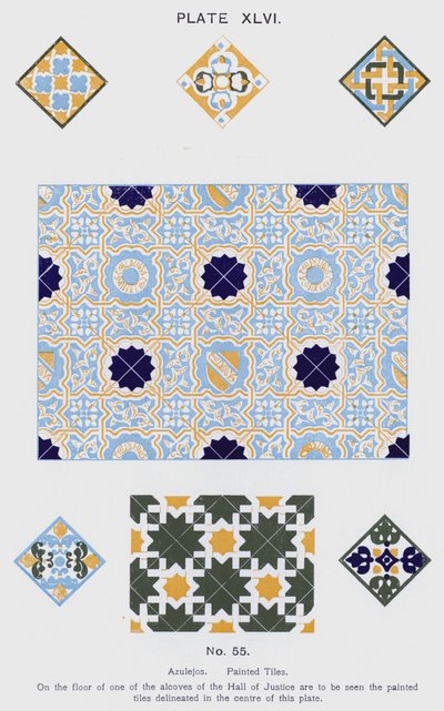 Azulejos, Piastrelle Dipinte (litografia a colori) da Spanish School