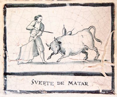 Scena di corrida su una piastrella antica - La fase dell