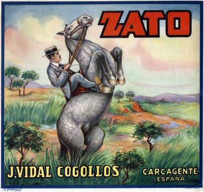 Cavaliere su un cavallo impennato. Manifesto pubblicitario spagnolo, Valencia da Spanish School
