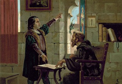 Cristoforo Colombo nel convento di La Rabida, 1490 da Spanish School