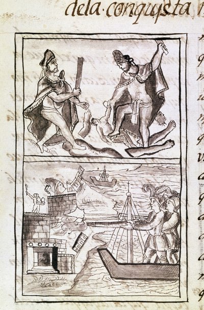 Codice della conquista del Messico: Quauhtenco e Mayenatzin puniscono i traditori da Spanish School