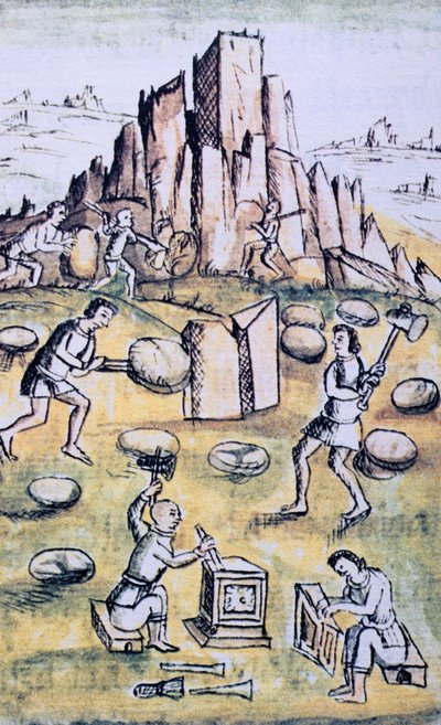 Codice della conquista del Messico: Lavoro in pietra da Spanish School