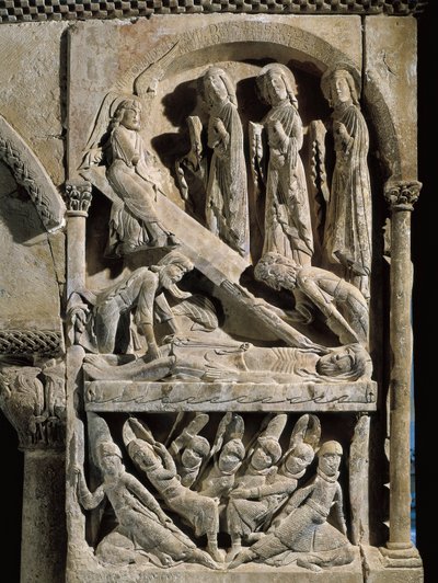 Deposizione di Cristo. Scultura realizzata dal maestro di San Domenico di Silos (XII secolo). Rilievo su pietra da Spanish School
