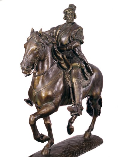 Ritratto equestre di Hernan Cortes (1485-1547), conquistador spagnolo. Scultura in bronzo anonima del XVI secolo. Museo dell