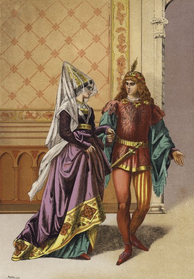 Nobile donna europea e menestrello, XV secolo da Spanish School