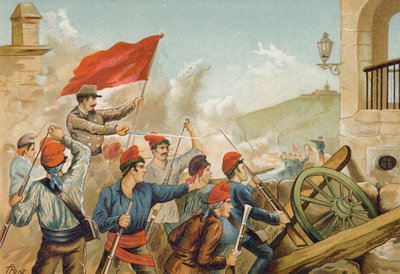 Combattimenti tra volontari repubblicani e soldati, Sarria, Barcellona, 1874 da Spanish School