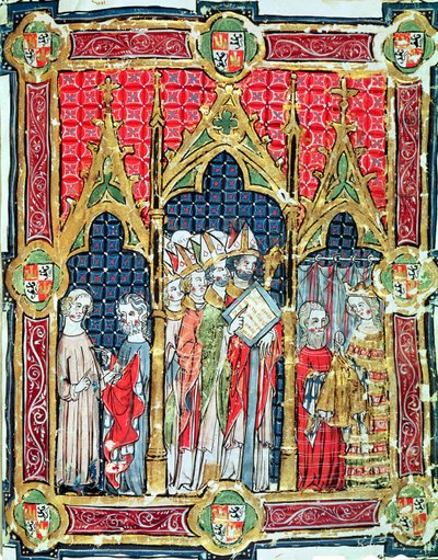 Fol.13r Incoronazione dei re di Aragona e Castiglia: Alfonso VII (1105-57) che offre pane d