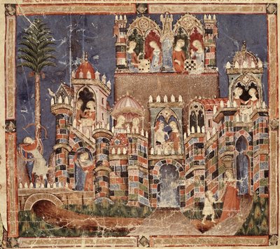 Fol.13v Giochi e intrattenimenti dei Troiani, dal Codice Benito Santa Mora da Spanish School