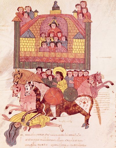 Fol.150v Morte di Jezebel, dalla Bibbia Mozarabe da Spanish School