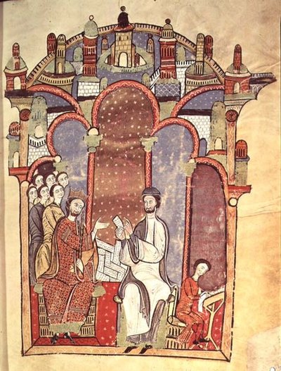 Scena di corte con scribi, dal Liber feudorum maior da Spanish School
