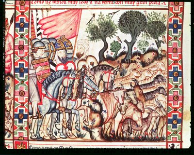 Fol.68v Turchi e Mori che riconquistano la loro terra, dalle Cantigas de Santa Maria da Spanish School