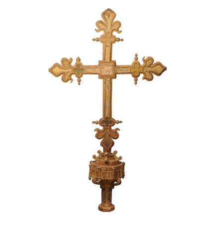 Croce processionale dorata e decorata policroma, Spagna, c.1500 da Spanish School