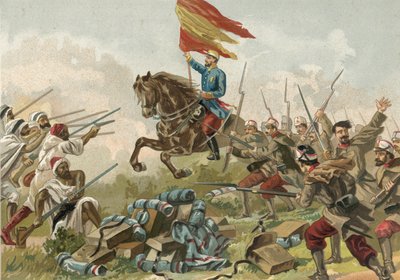 Eroismo del generale Prim a Castillejos, Marocco, 1859 da Spanish School
