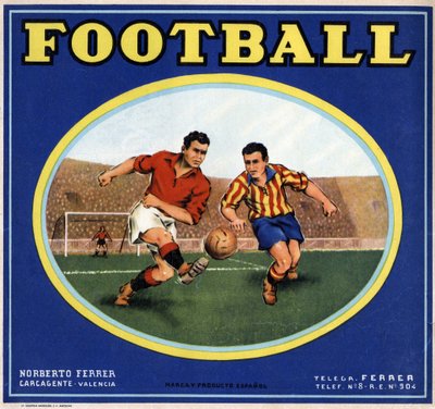 Immagine di due calciatori spagnoli. Poster pubblicitario, Valencia da Spanish School