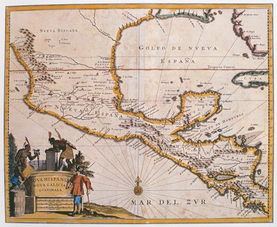Mappa della Nuova Spagna, Nuova Galizia e Guatemala, 1625 da Spanish School