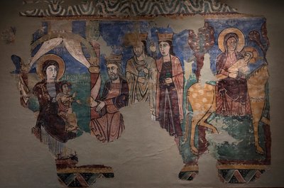 Origine murale della chiesa iglesia de la Asuncion de María en Navasa (Huesca). Ca 1200 (affresco) da Spanish School