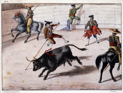 Salto della perca, corrida in Spagna, litografia spagnola, XIX secolo da Spanish School