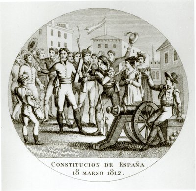 Proclamazione della Costituzione Liberale del 18 marzo 1812, dai patrioti, promulgata a Cadice dalle Cortes da Spanish School