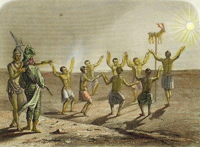 Sacrificio di un cervo al sole da parte degli indiani della Florida da Spanish School