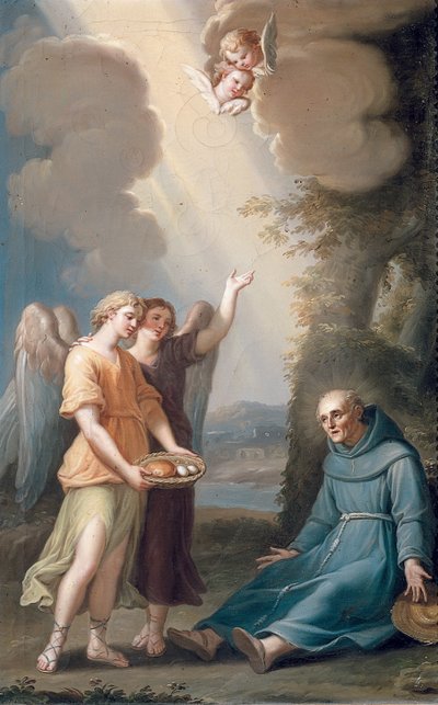 San Sebastiano di Aparicio riceve cibo dagli angeli, fine XVIII secolo da Spanish School