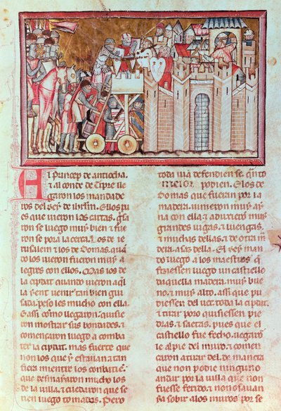 Assedio e assalto della città di Belina, difesa dal Re Aynart, dal manoscritto 