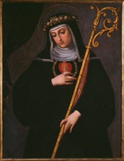 Santa Gertrude la Grande che porta il sacro cuore di Gesù da Spanish School