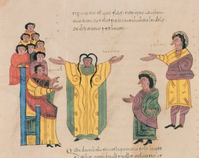 Susanna e i vecchioni, dalla Bibbia Visigota-Mozarabica di San Isidoro, fol.324v., A.D. 960 da Spanish School