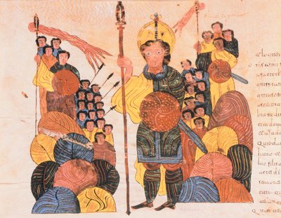 La sconfitta di Golia, dalla Bibbia Visigota-Mozarabica di San Isidoro, fol.118v., A.D. 960 da Spanish School
