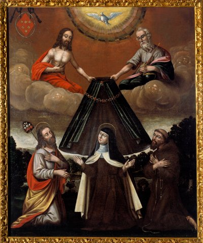 La Santissima Trinità che tiene il mantello di Santa Teresa d
