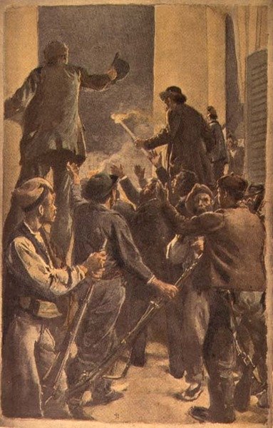 La proclamazione del Consiglio Rivoluzionario nel Municipio di Barcellona, 29 settembre 1868 da Spanish School