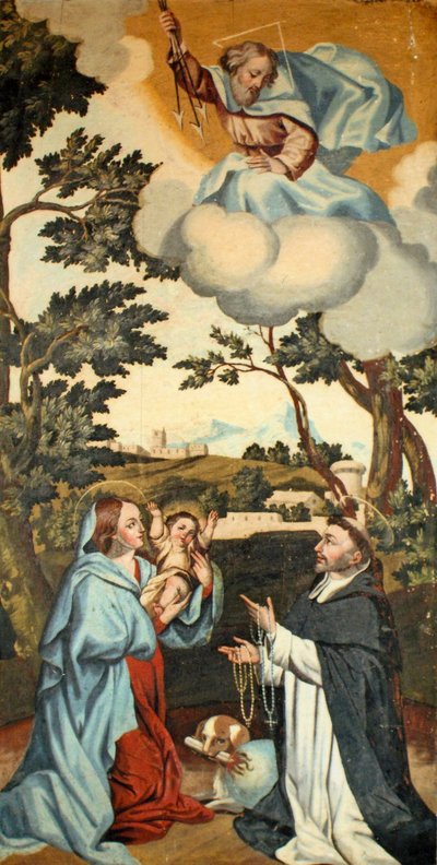 La Vergine Maria presenta Gesù a San Domenico da Spanish School