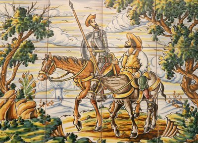 Piastrelle raffiguranti Don Chisciotte e Sancho Panza (ceramica) da Spanish School