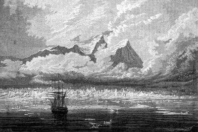 Veduta delle isole Spitsbergen, arcipelago delle Svalbard, illustrazione da 