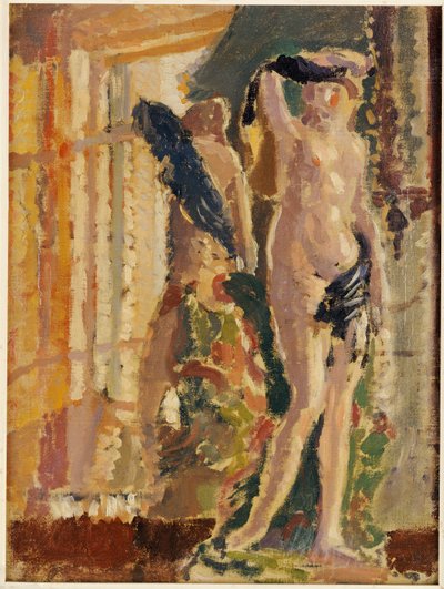 Una figurina di porcellana vicino a uno specchio, 1910 da Spencer Frederick Gore