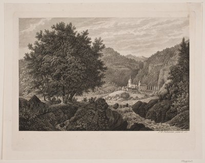 Paesaggio montano con una chiesa da Søren Henrik Petersen